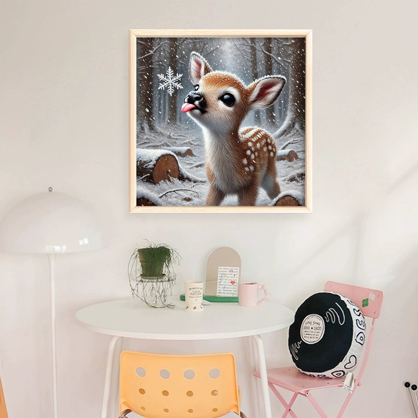 Sika Deer In Snow - Full 11CT Stamped Cross Stitch 40x40CM - Huacan