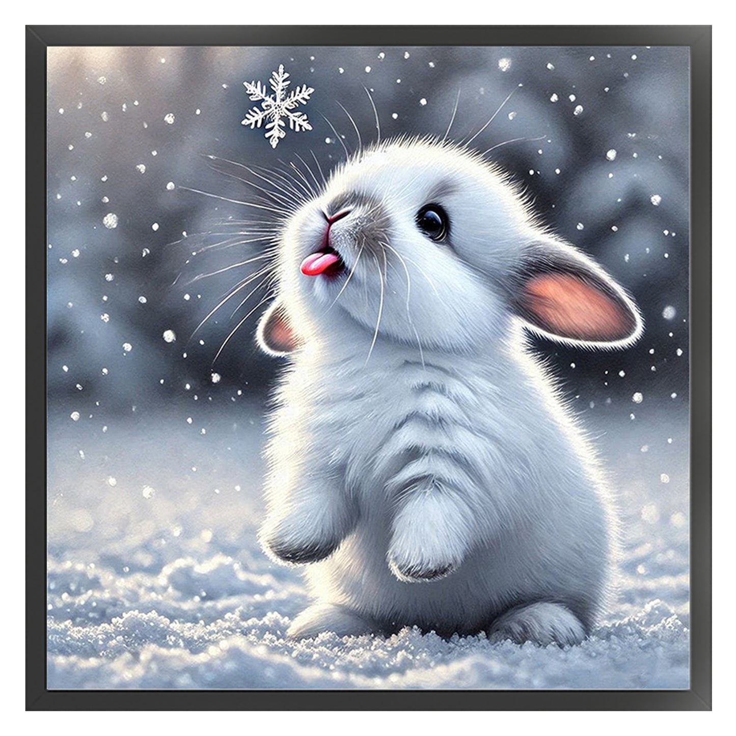Rabbit In Snow - Full 11CT Stamped Cross Stitch 40x40CM - Huacan
