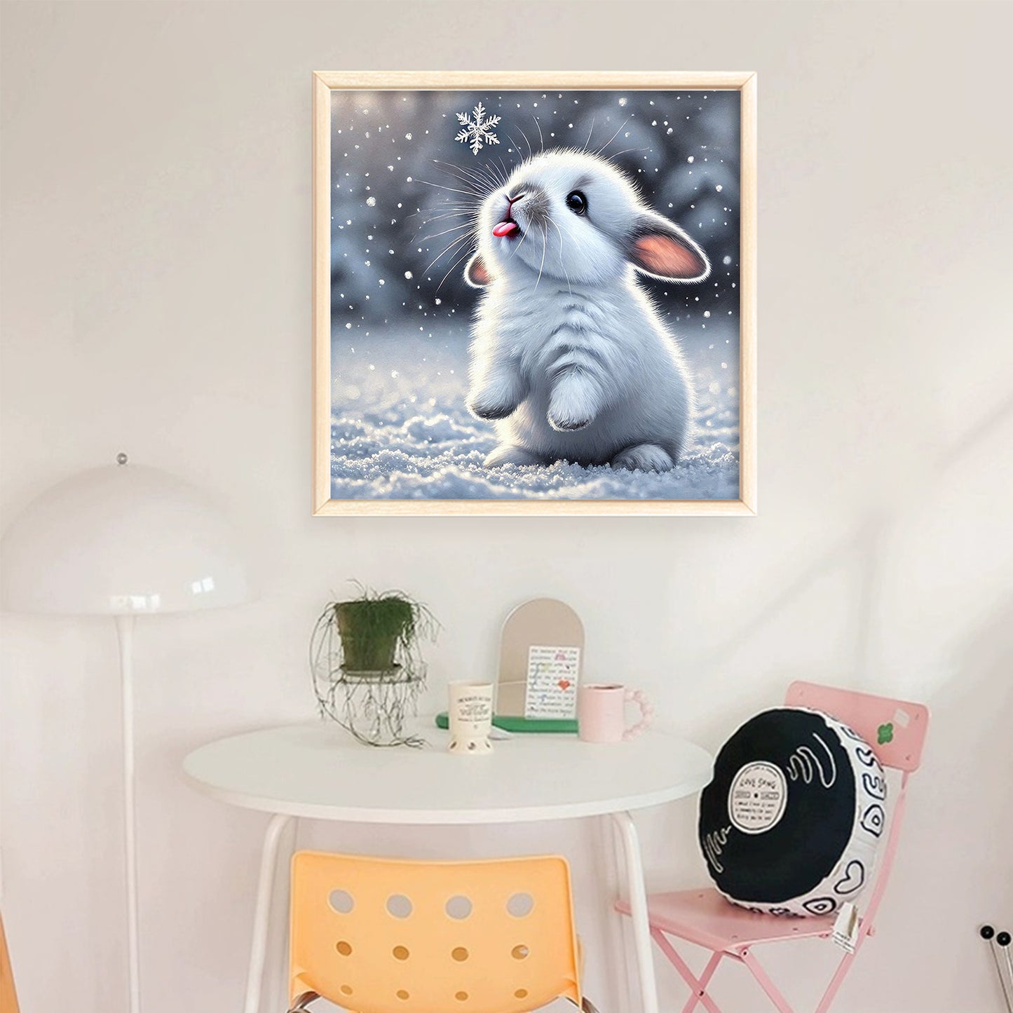 Rabbit In Snow - Full 11CT Stamped Cross Stitch 40x40CM - Huacan