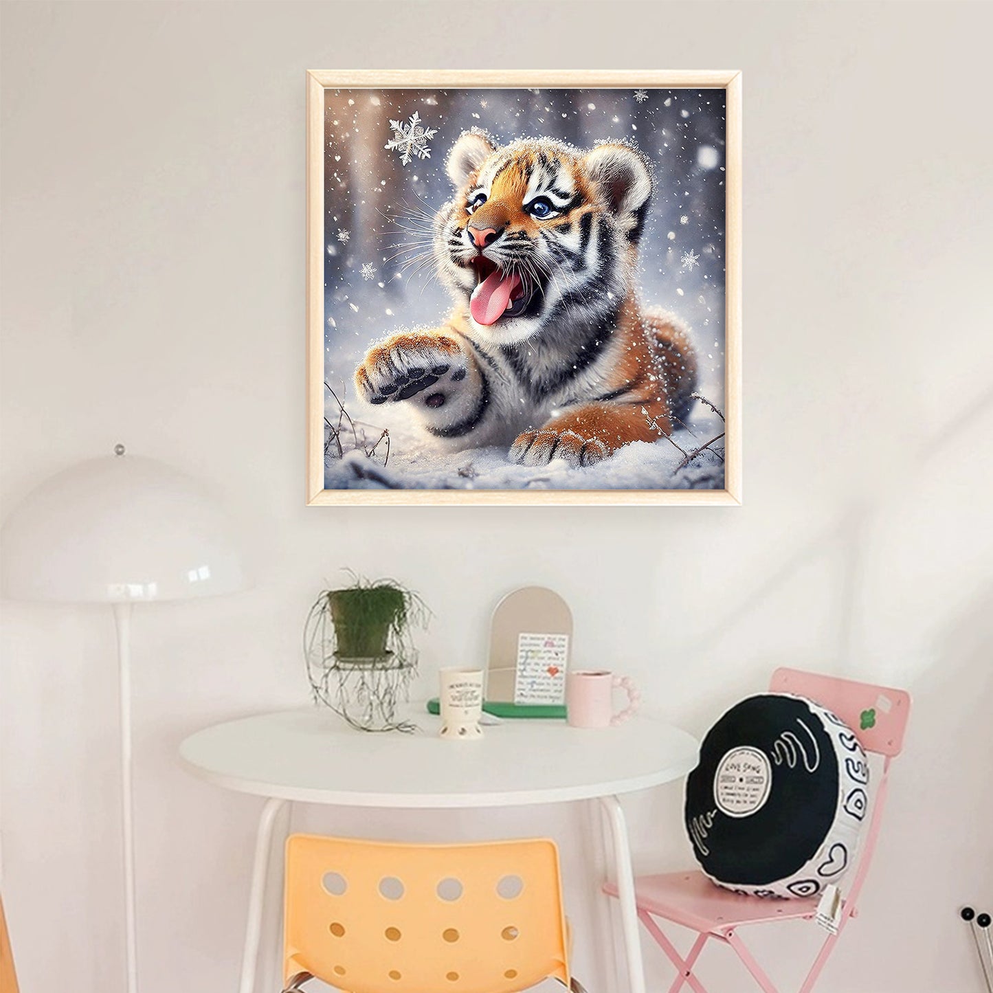 Tiger In Snow - Full 11CT Stamped Cross Stitch 40x40CM - Huacan