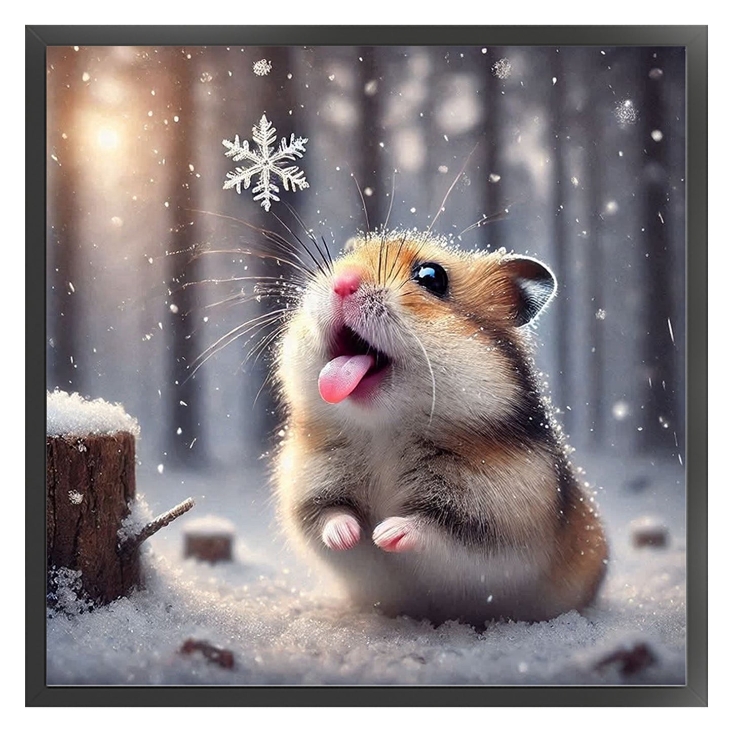 Hamster In Snow - Full 11CT Stamped Cross Stitch 40x40CM - Huacan