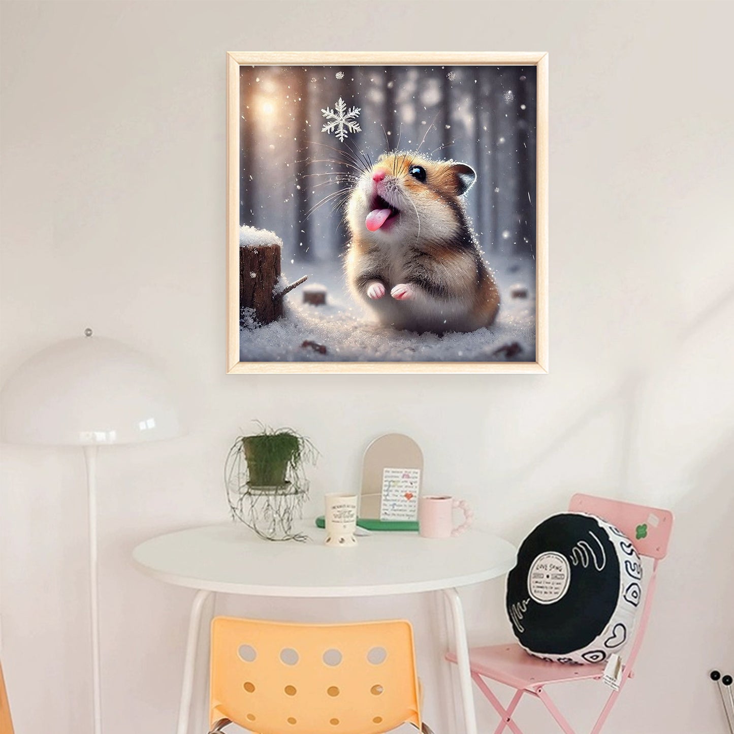 Hamster In Snow - Full 11CT Stamped Cross Stitch 40x40CM - Huacan