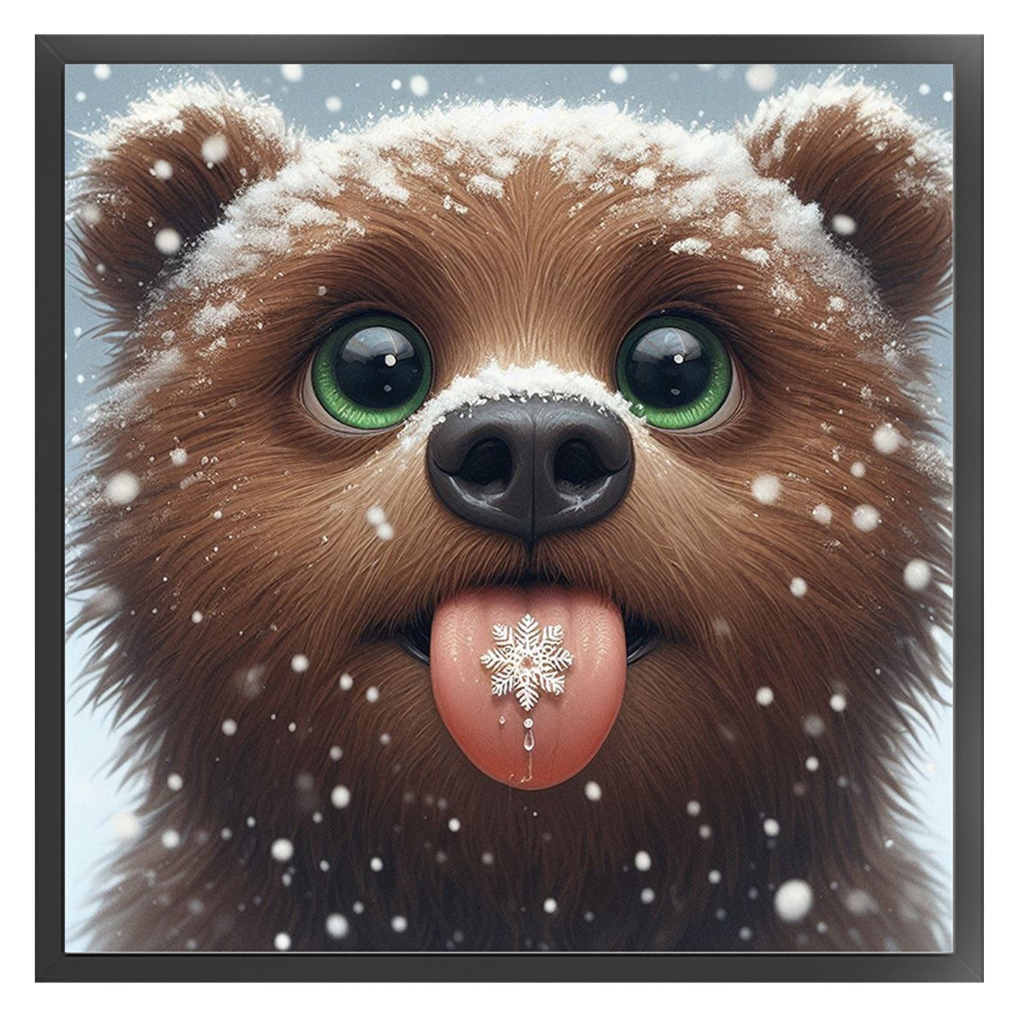Bear In Snow - Full 11CT Stamped Cross Stitch 40x40CM - Huacan