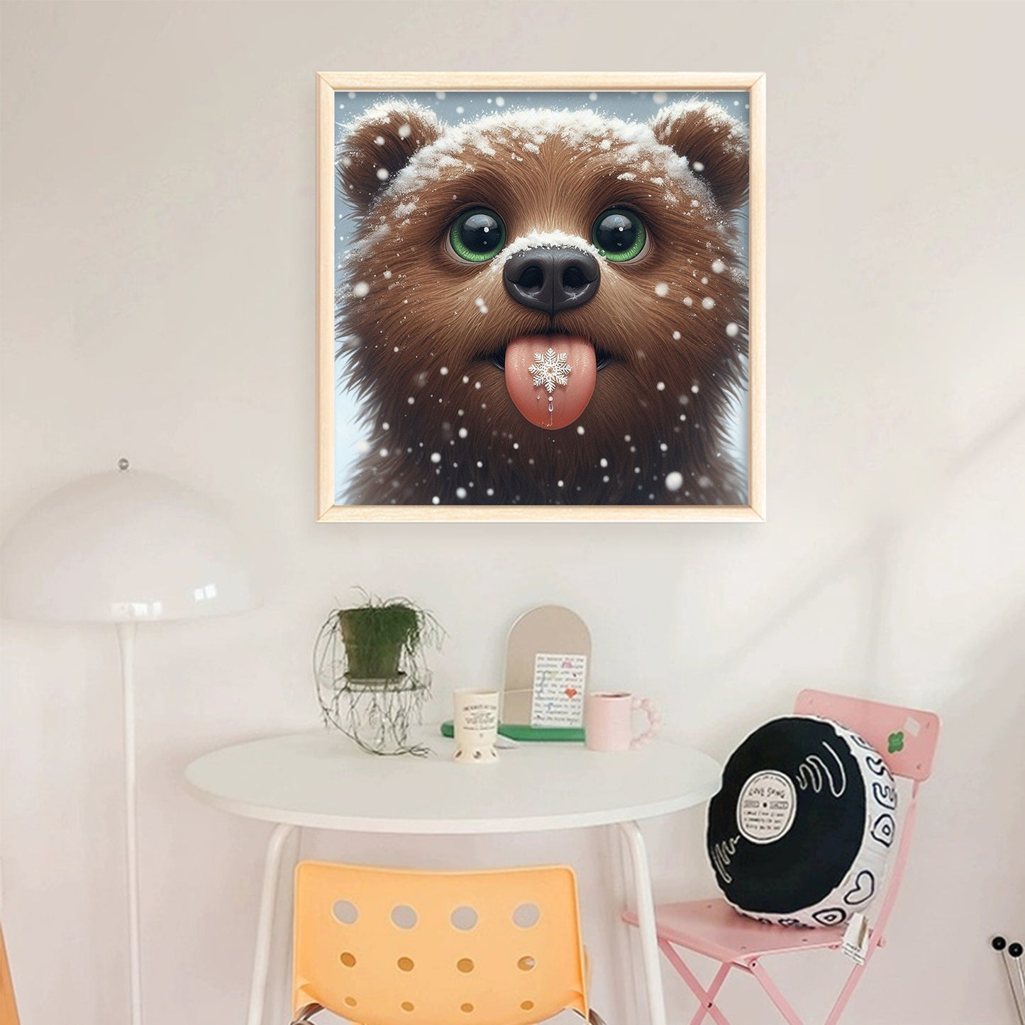 Bear In Snow - Full 11CT Stamped Cross Stitch 40x40CM - Huacan