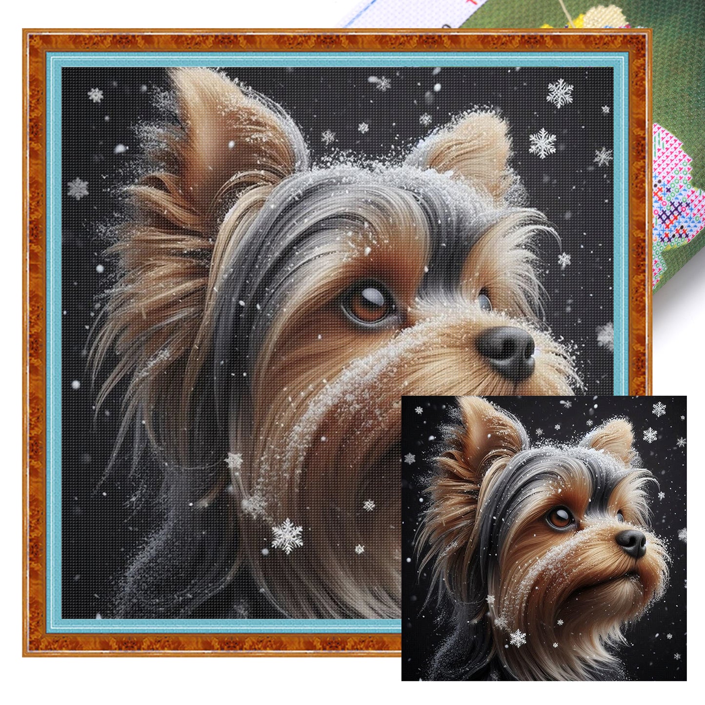 Schnauzer In Snow-Dog - Full 11CT Stamped Cross Stitch 40x40CM - Huacan