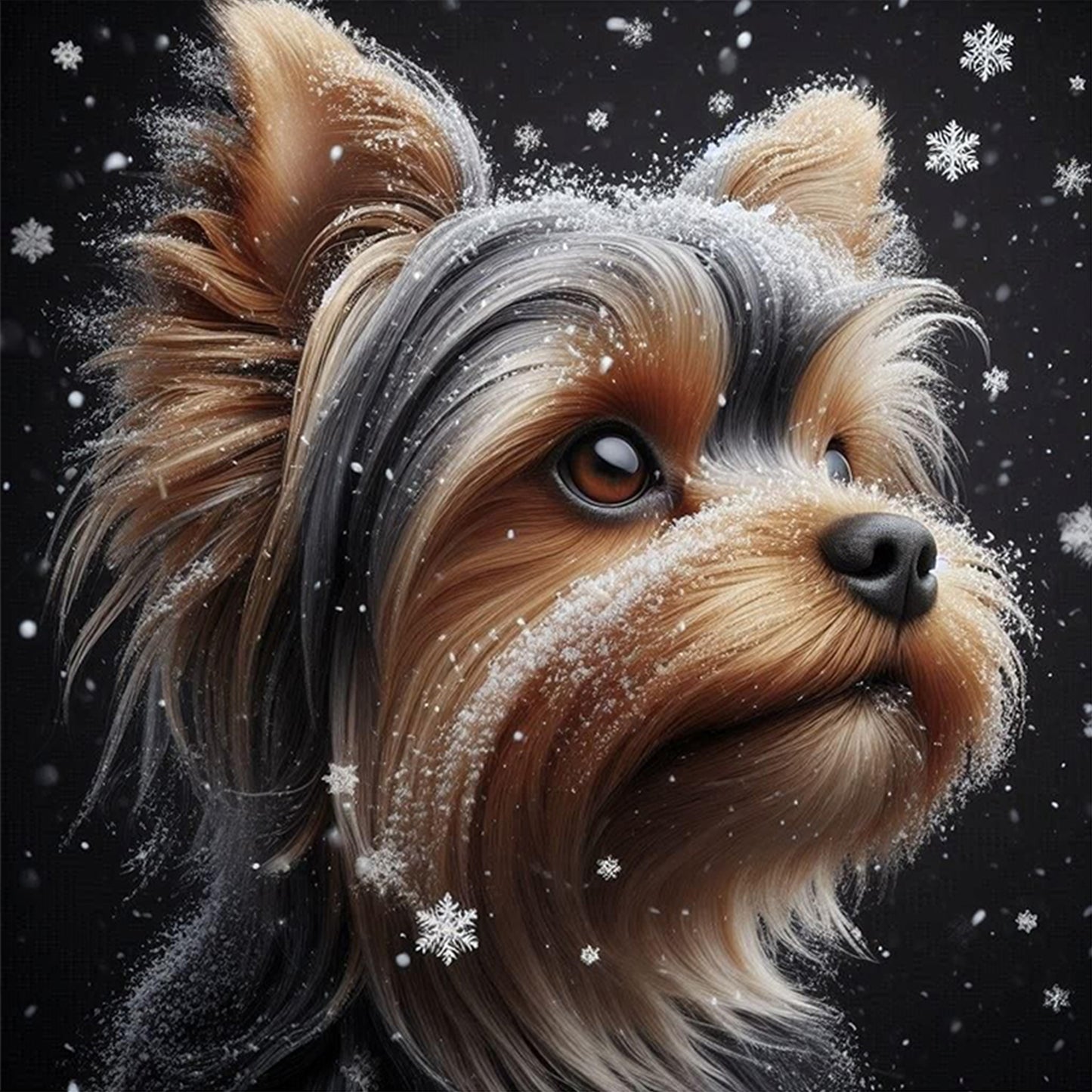 Schnauzer In Snow-Dog - Full 11CT Stamped Cross Stitch 40x40CM - Huacan