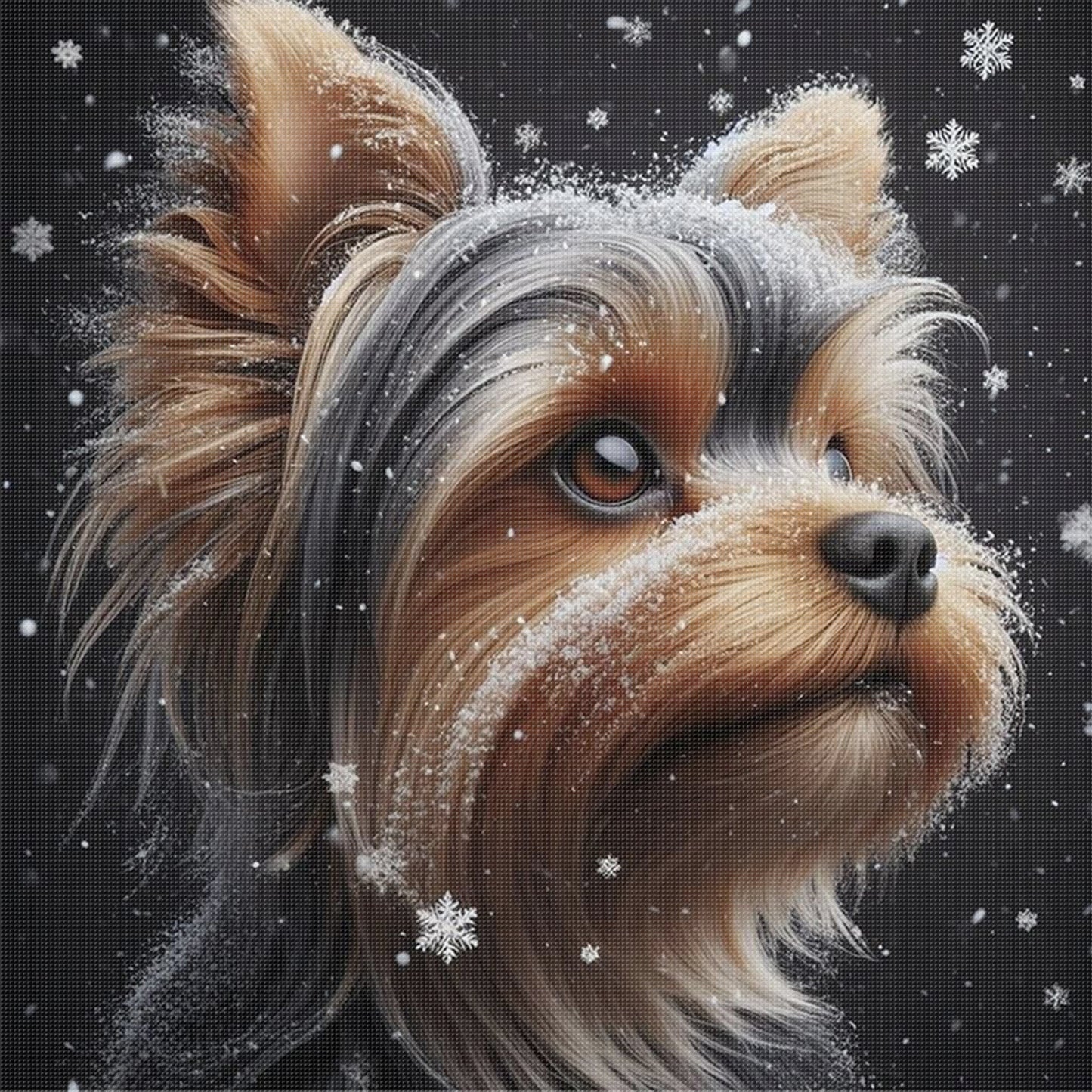 Schnauzer In Snow-Dog - Full 11CT Stamped Cross Stitch 40x40CM - Huacan