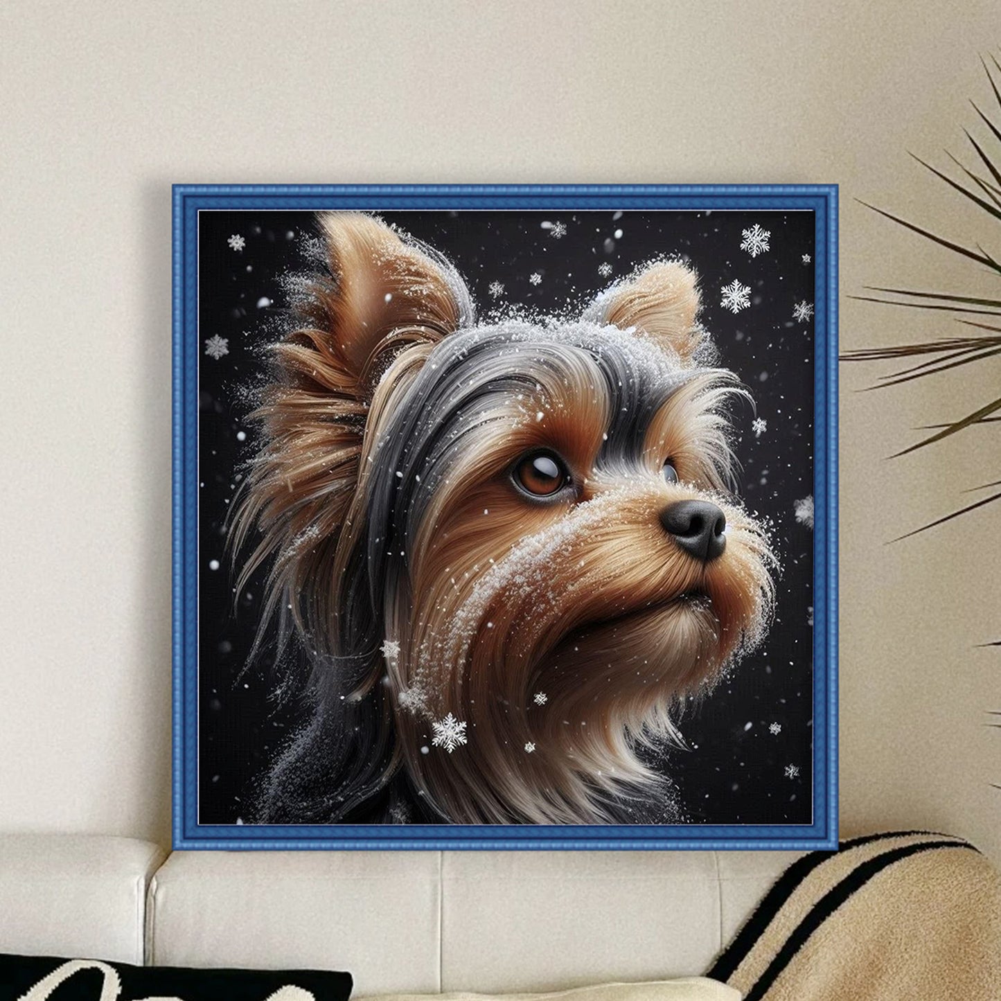Schnauzer In Snow-Dog - Full 11CT Stamped Cross Stitch 40x40CM - Huacan