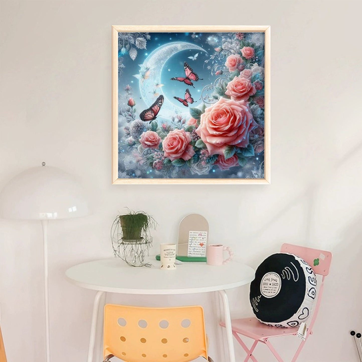 Rose And Butterfly - Full 11CT Stamped Cross Stitch 40x40CM - Huacan