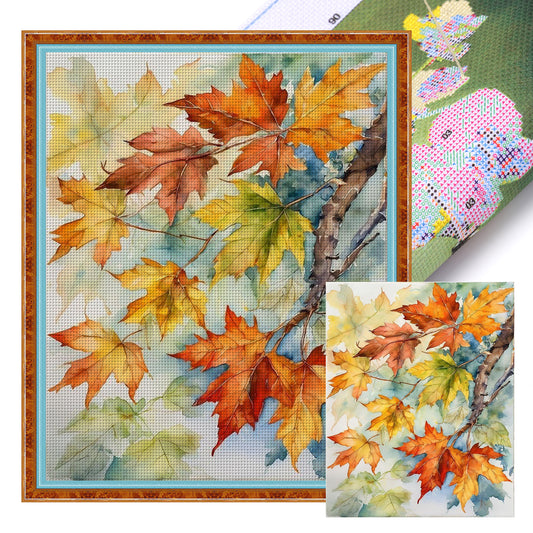 Maple Leaf - Full 11CT Stamped Cross Stitch 40x50CM - Huacan