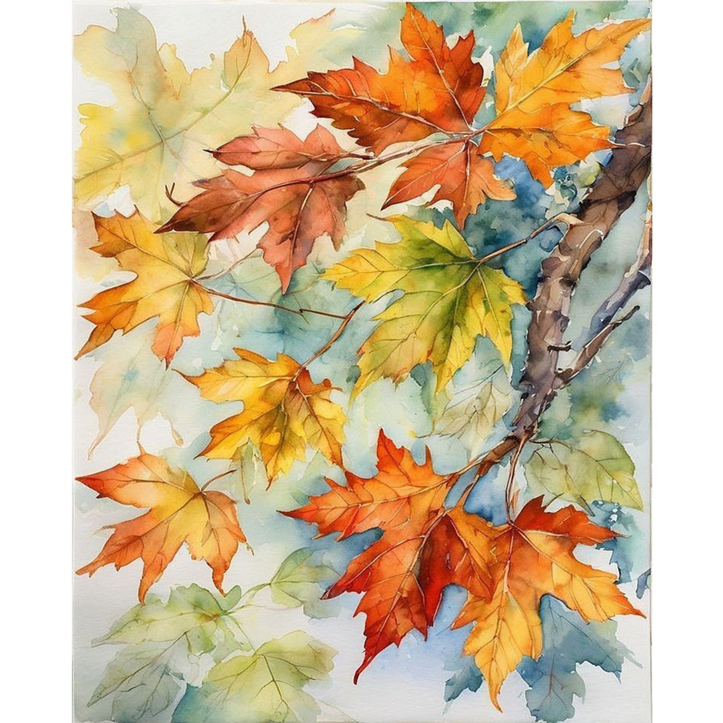 Maple Leaf - Full 11CT Stamped Cross Stitch 40x50CM - Huacan