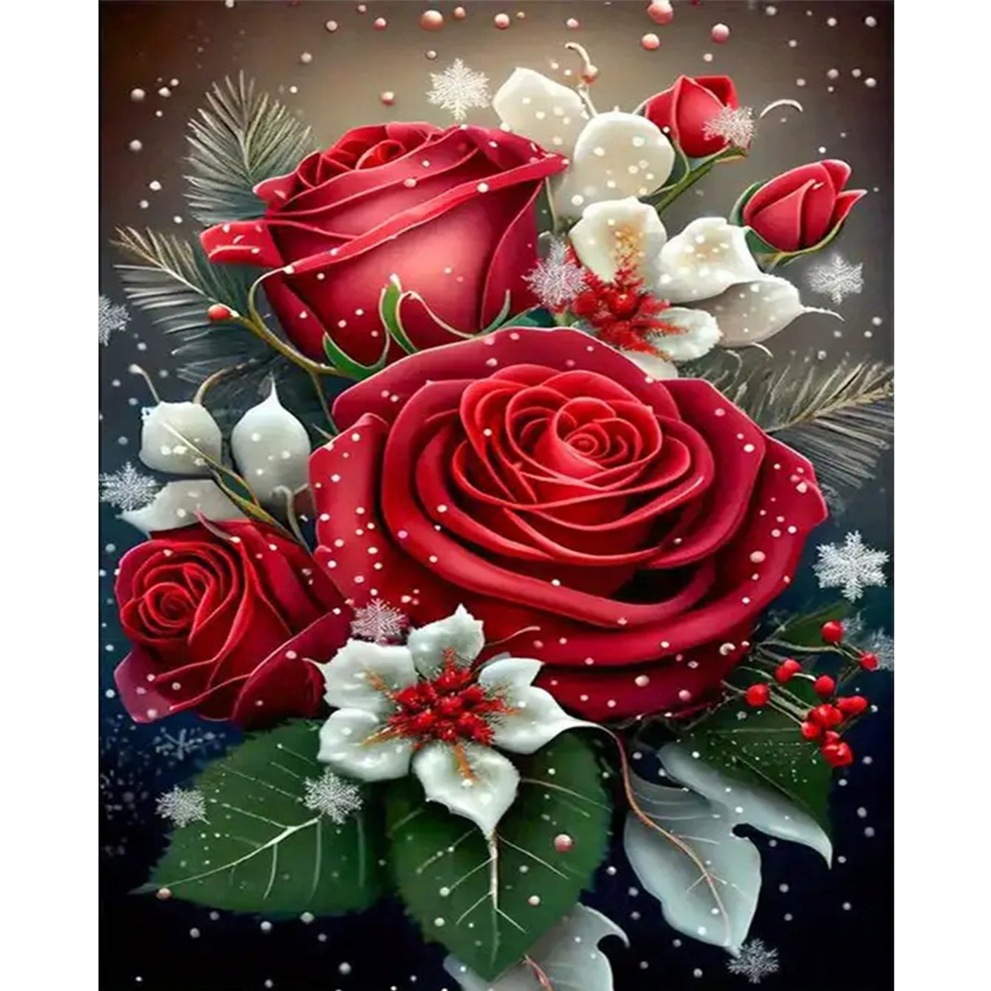 Red Rose - Full 11CT Stamped Cross Stitch 40x50CM - Huacan