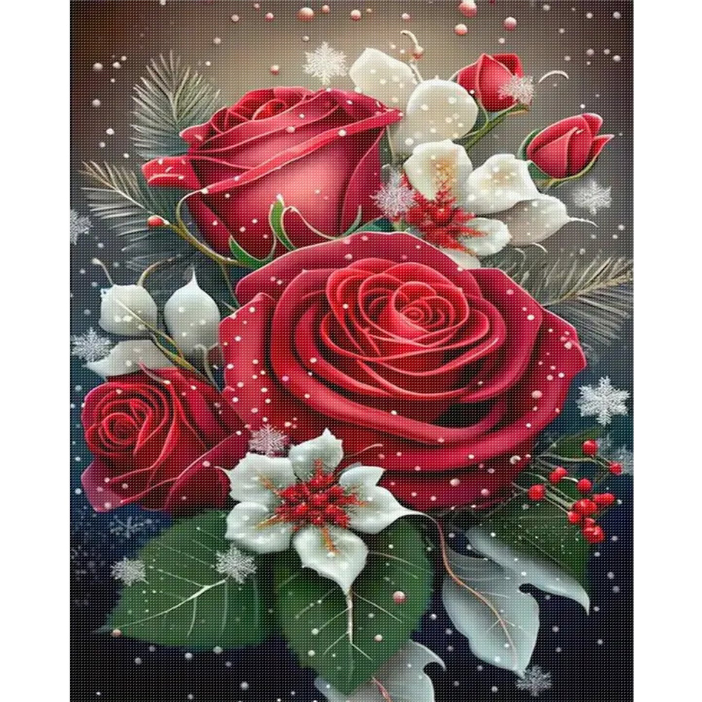 Red Rose - Full 11CT Stamped Cross Stitch 40x50CM - Huacan