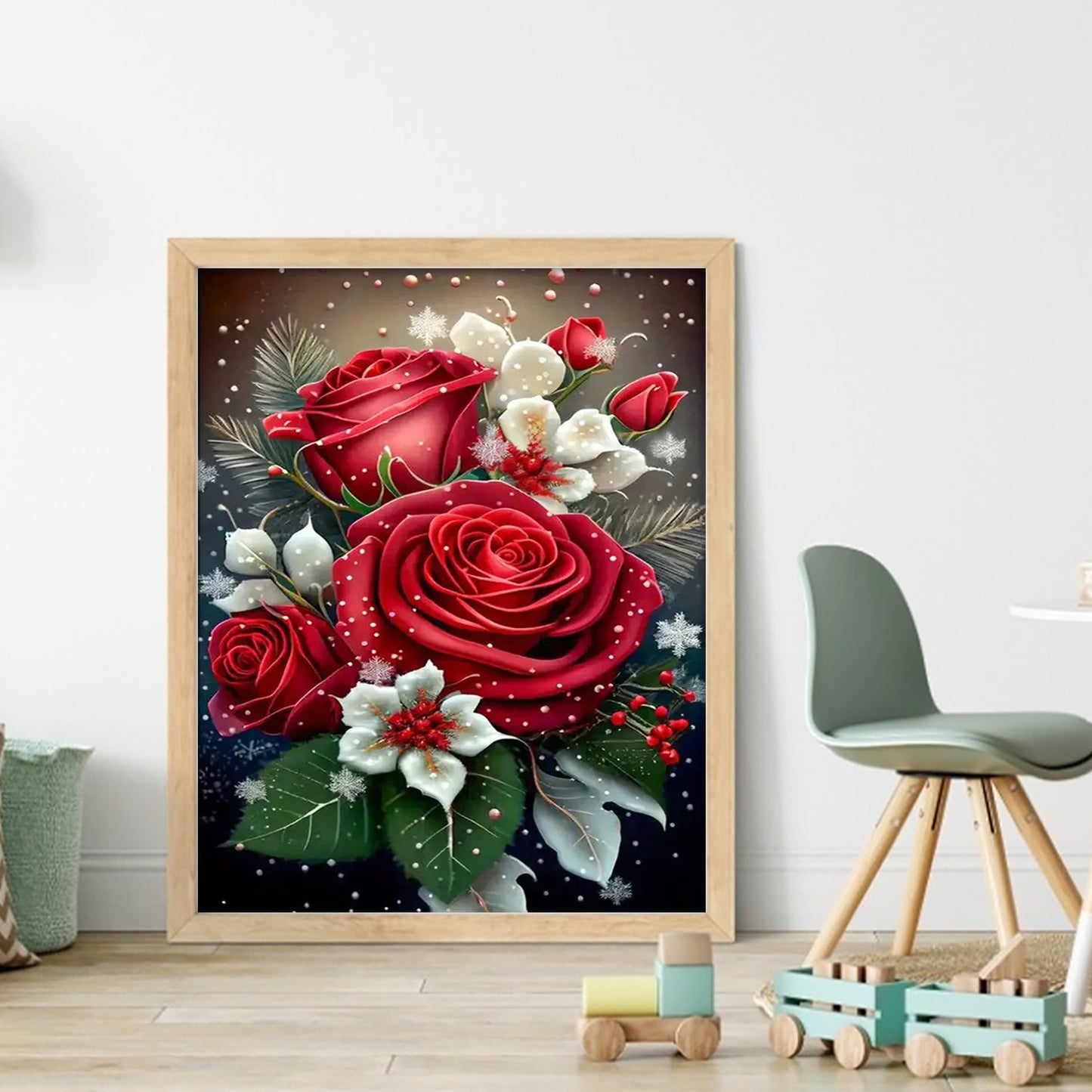 Red Rose - Full 11CT Stamped Cross Stitch 40x50CM - Huacan