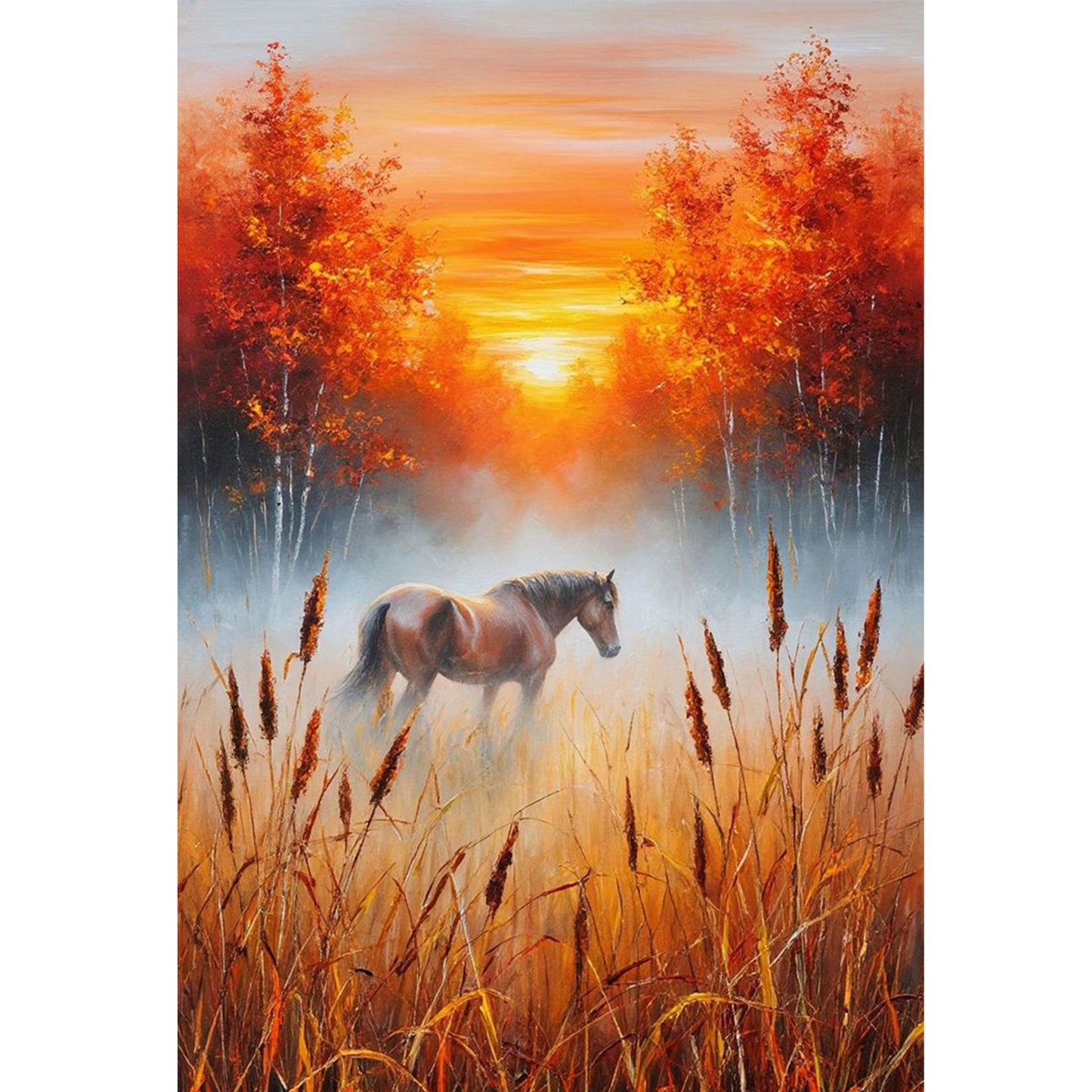 Horses At Sunset - Full 11CT Stamped Cross Stitch 40x60CM - Huacan