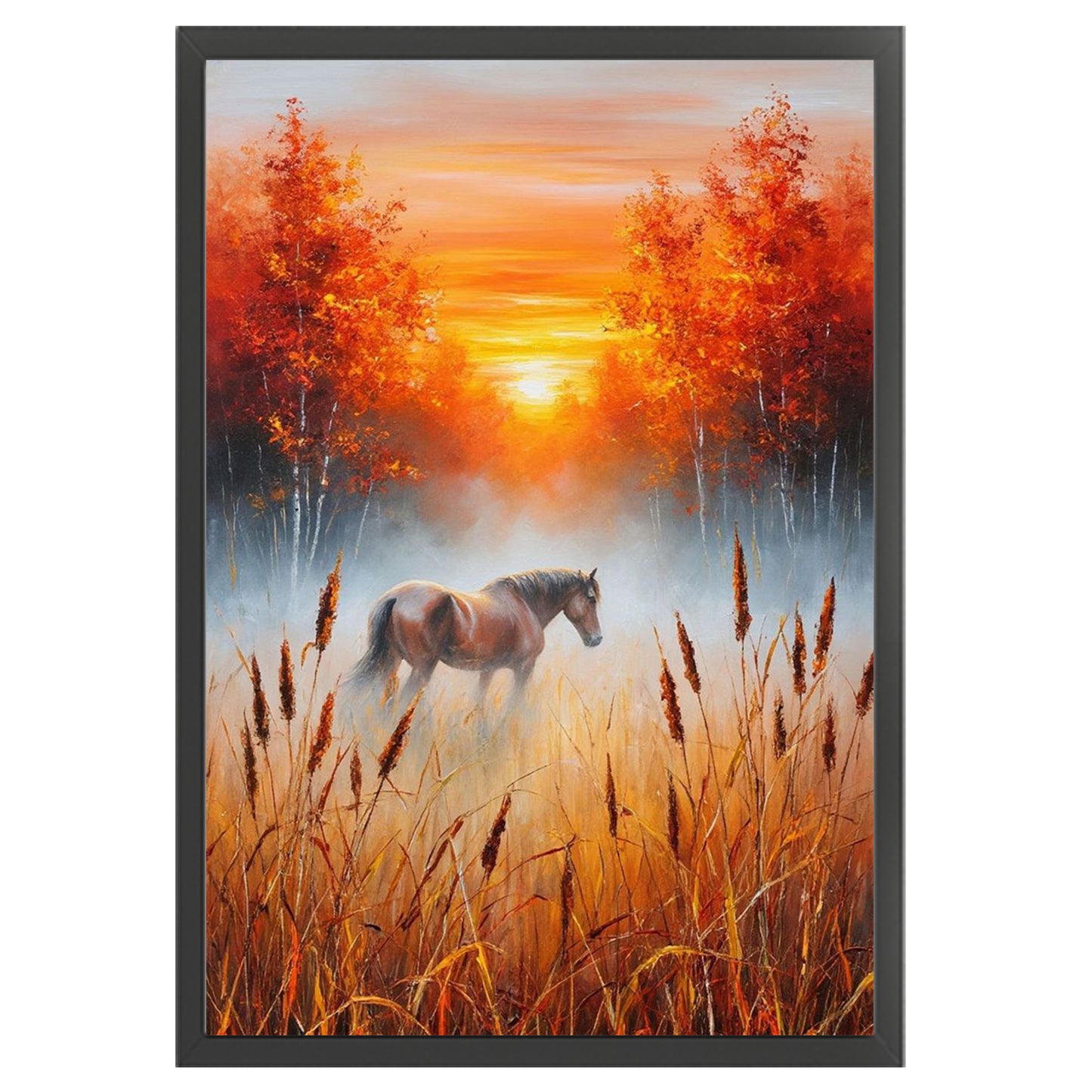 Horses At Sunset - Full 11CT Stamped Cross Stitch 40x60CM - Huacan