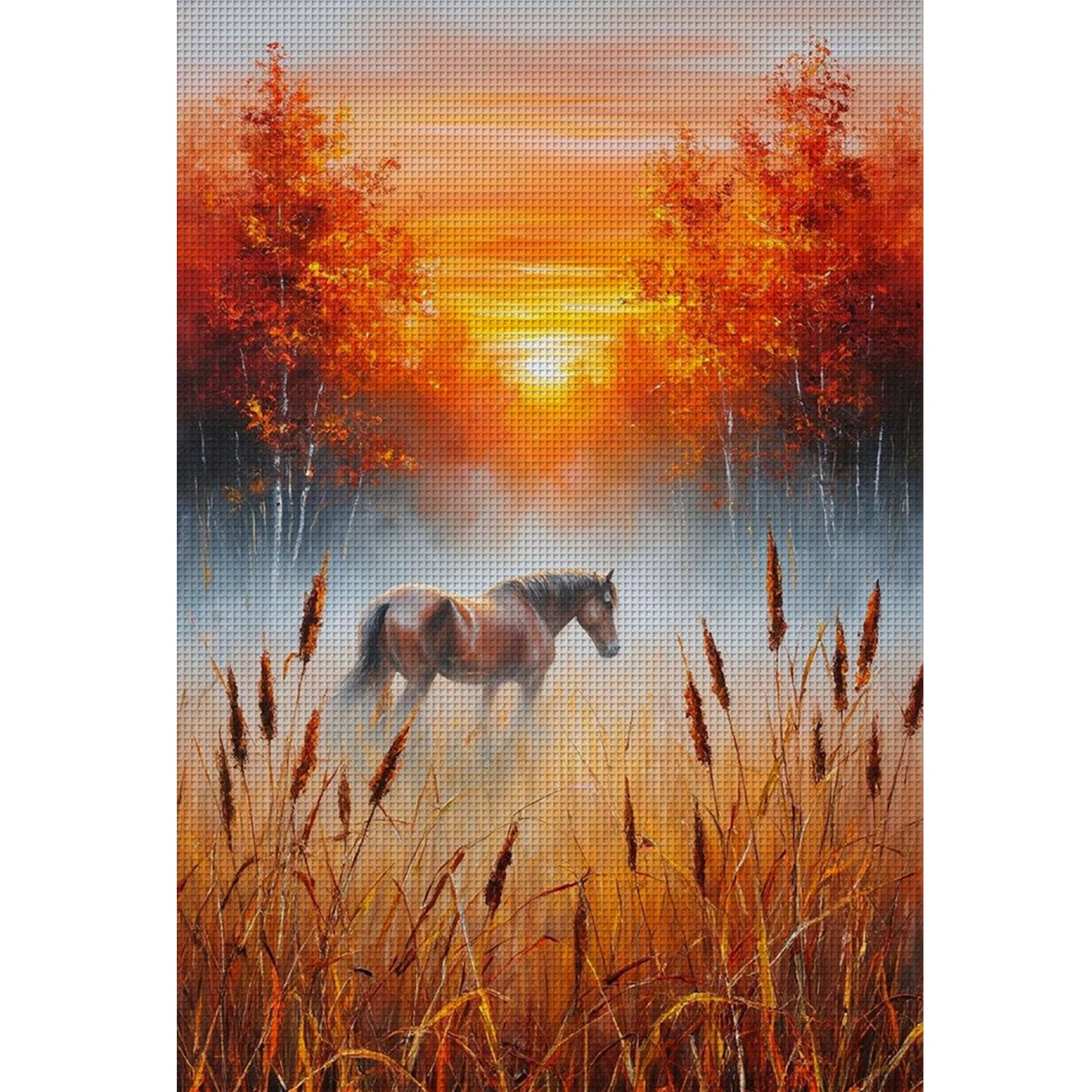 Horses At Sunset - Full 11CT Stamped Cross Stitch 40x60CM - Huacan
