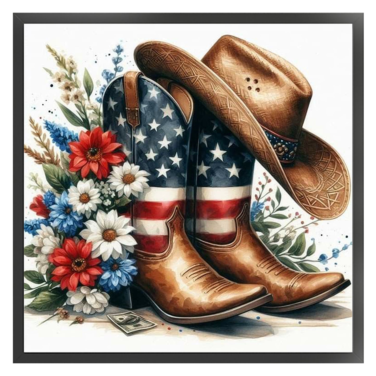 Cowboy Boots - Full 11CT Stamped Cross Stitch 40x40CM - Huacan