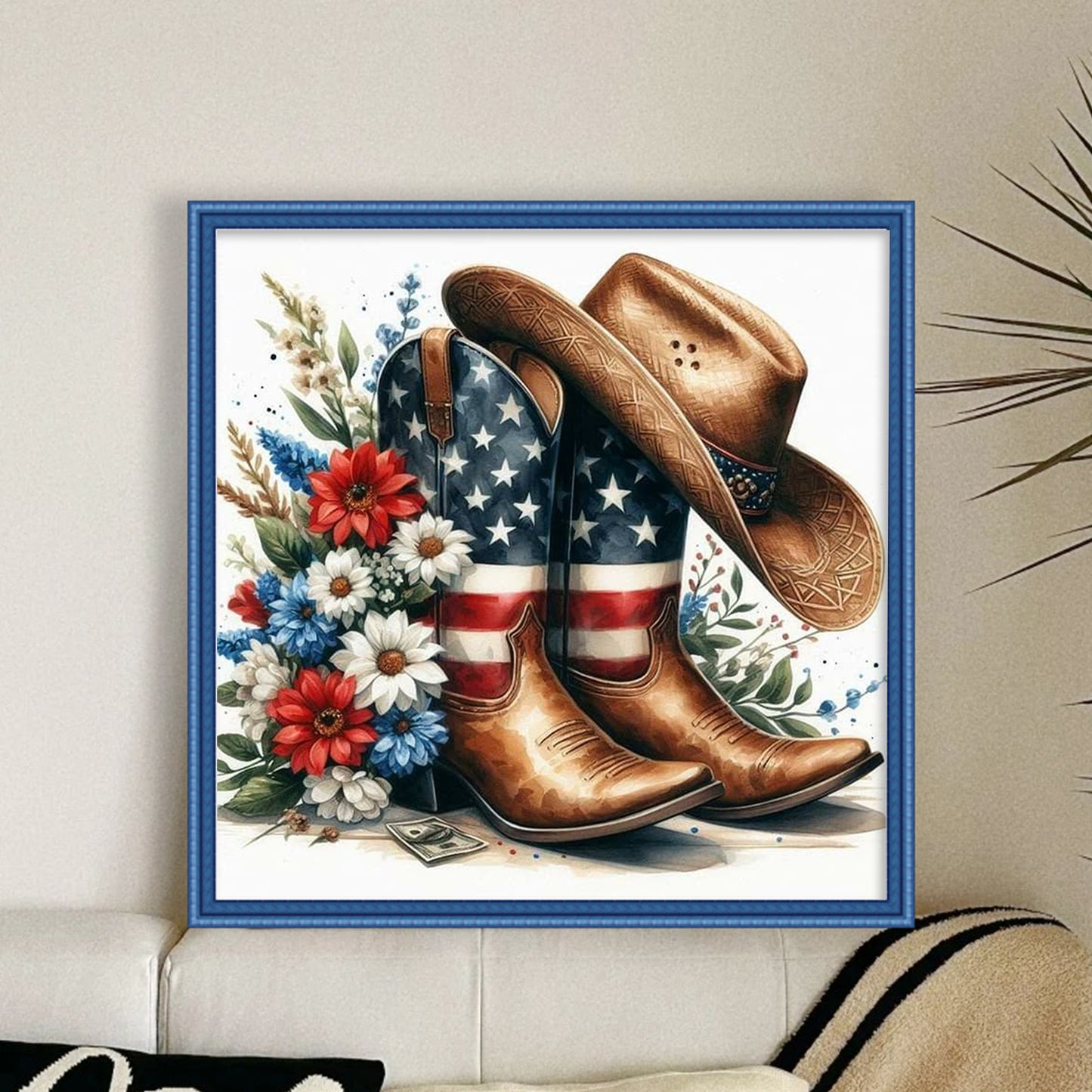Cowboy Boots - Full 11CT Stamped Cross Stitch 40x40CM - Huacan