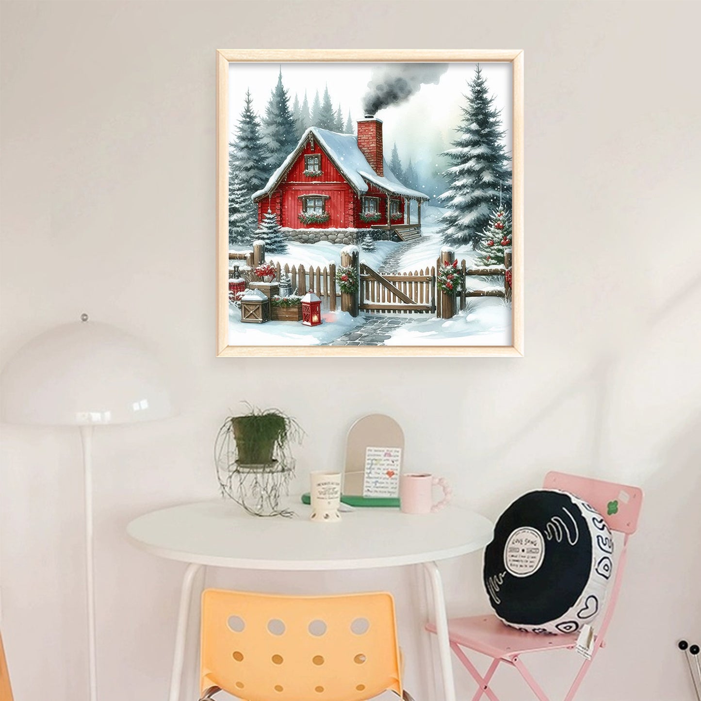 Winter Hut - Full 11CT Stamped Cross Stitch 40x40CM - Huacan
