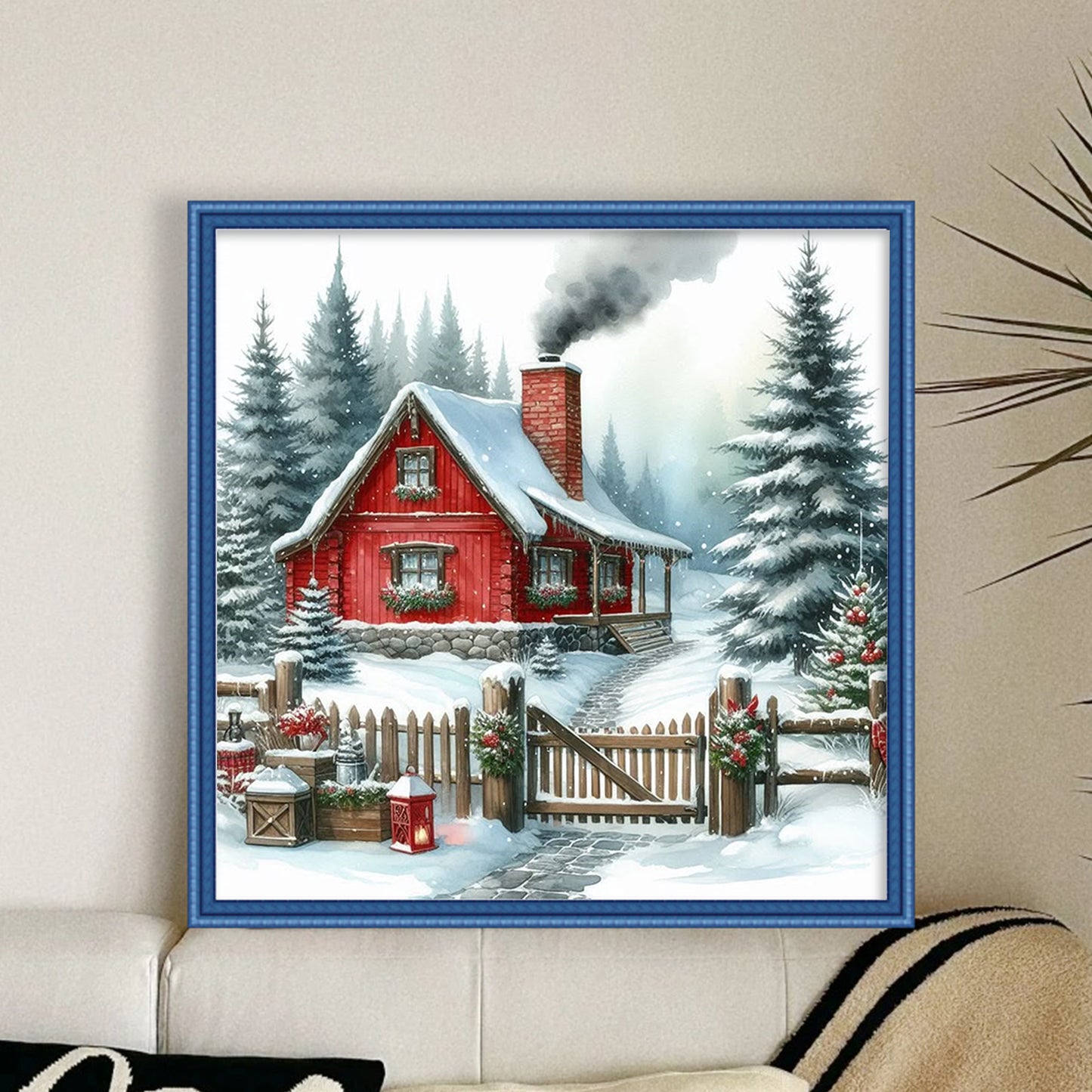 Winter Hut - Full 11CT Stamped Cross Stitch 40x40CM - Huacan