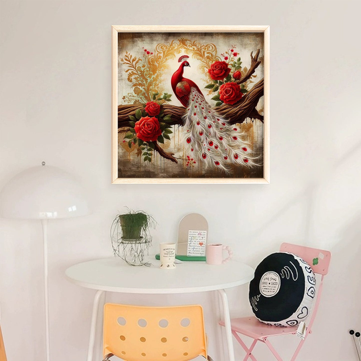 Peacock On Branch - Full 11CT Stamped Cross Stitch 40x40CM - Huacan