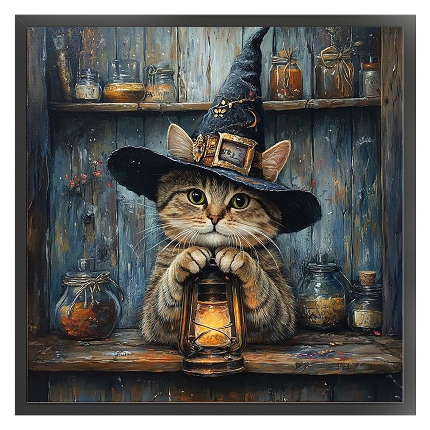 Wizard Cat - Full 11CT Stamped Cross Stitch 40x40CM - Huacan