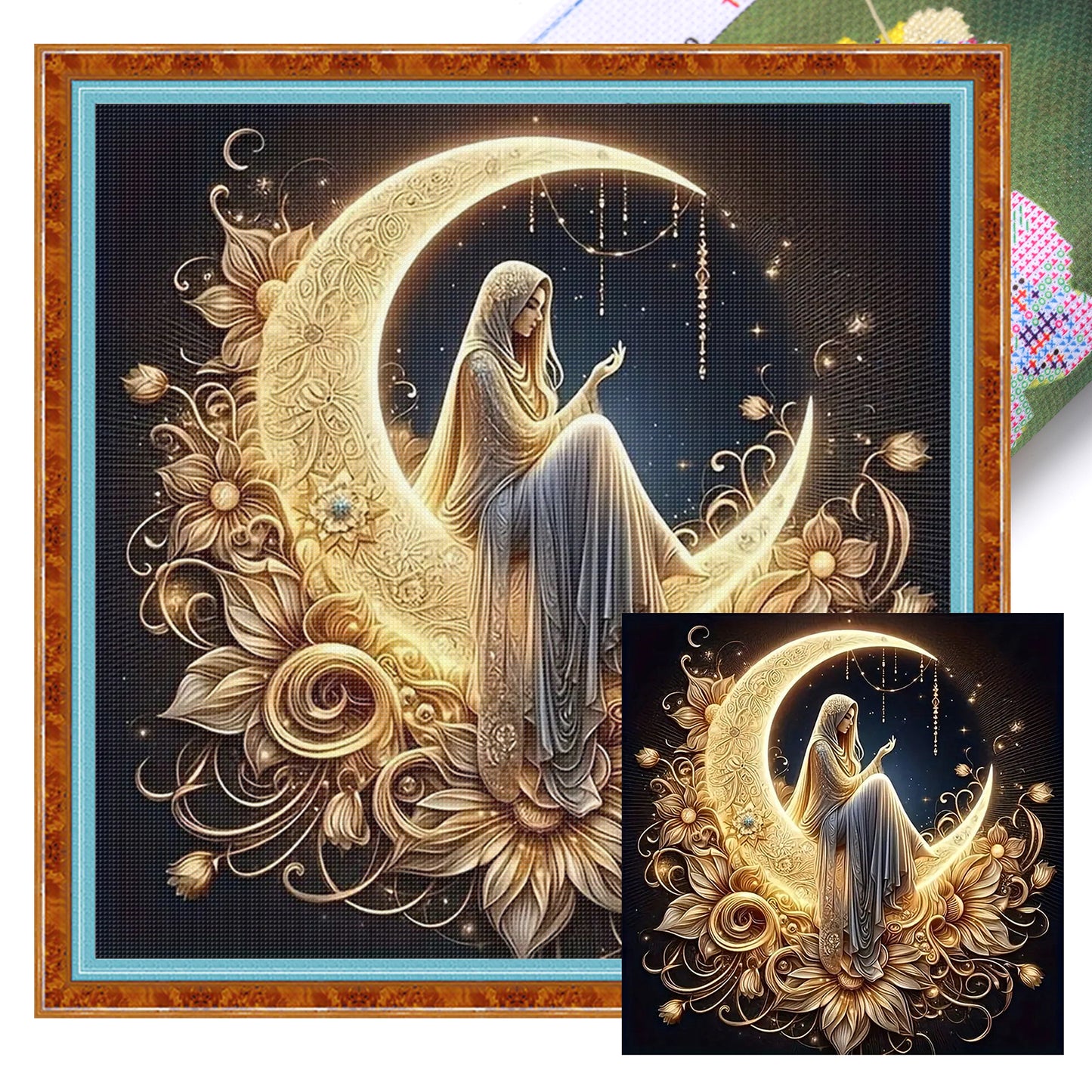Moon Angel - Full 11CT Stamped Cross Stitch 40x40CM - Huacan
