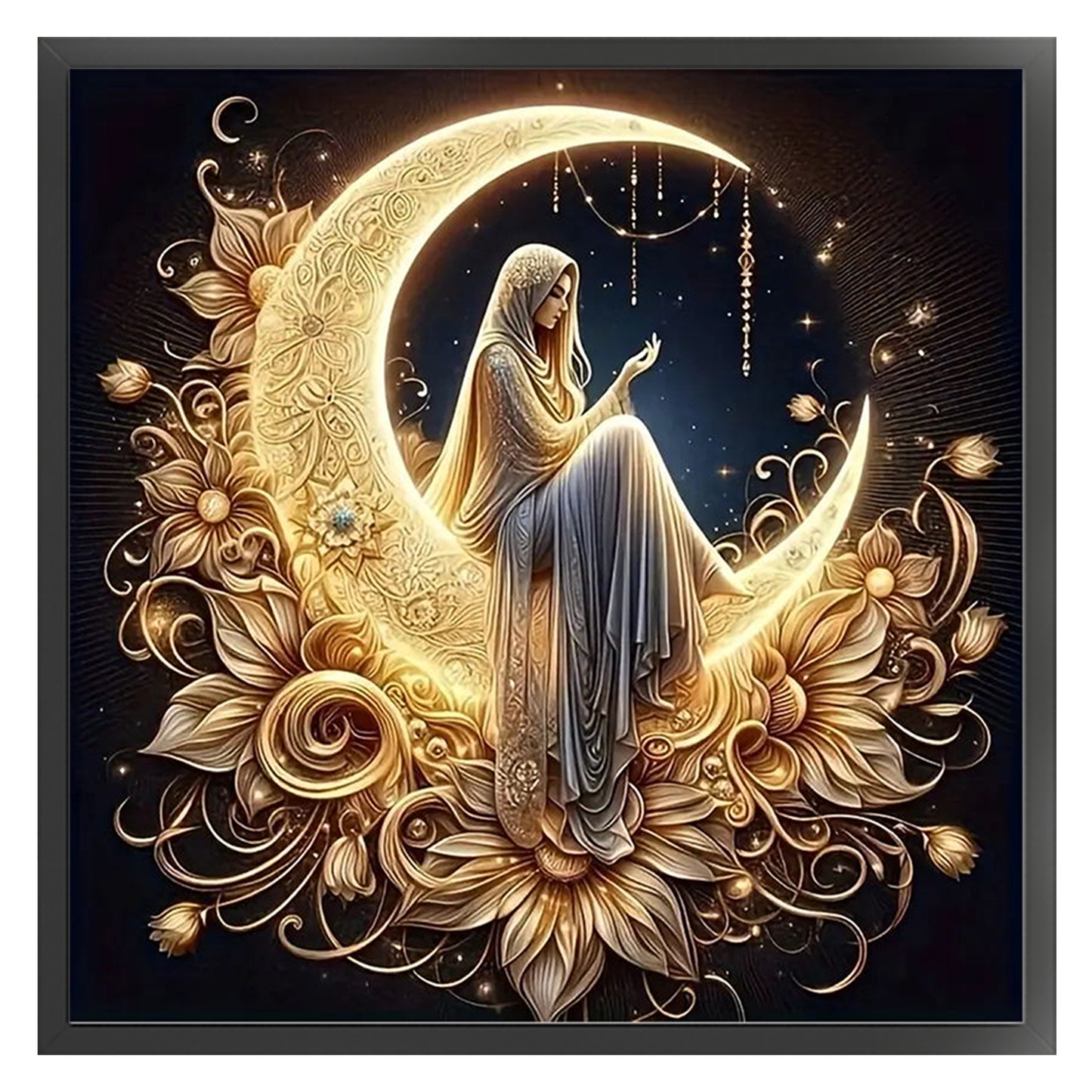 Moon Angel - Full 11CT Stamped Cross Stitch 40x40CM - Huacan