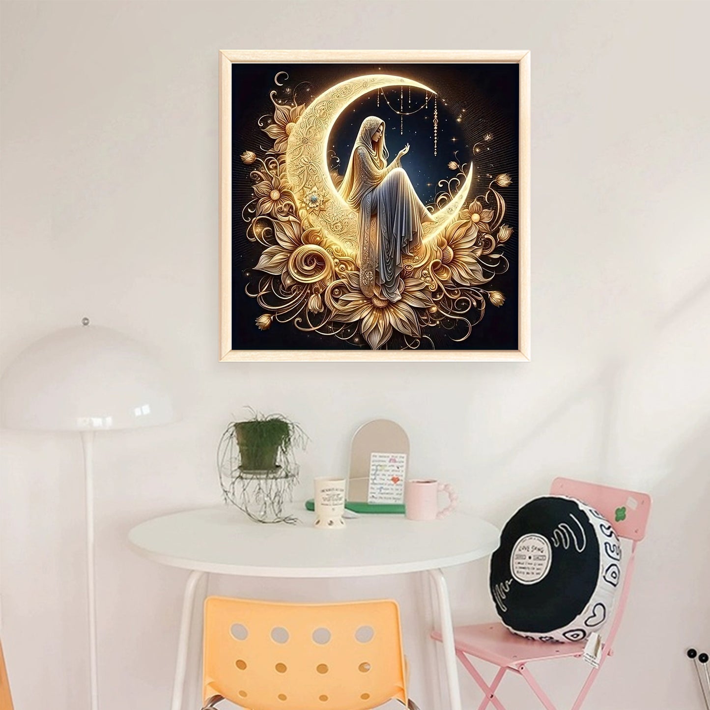 Moon Angel - Full 11CT Stamped Cross Stitch 40x40CM - Huacan
