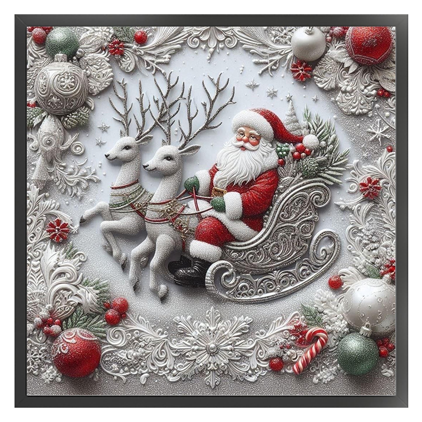 Santa Claus On Sleigh - Full 11CT Stamped Cross Stitch 40x40CM - Huacan