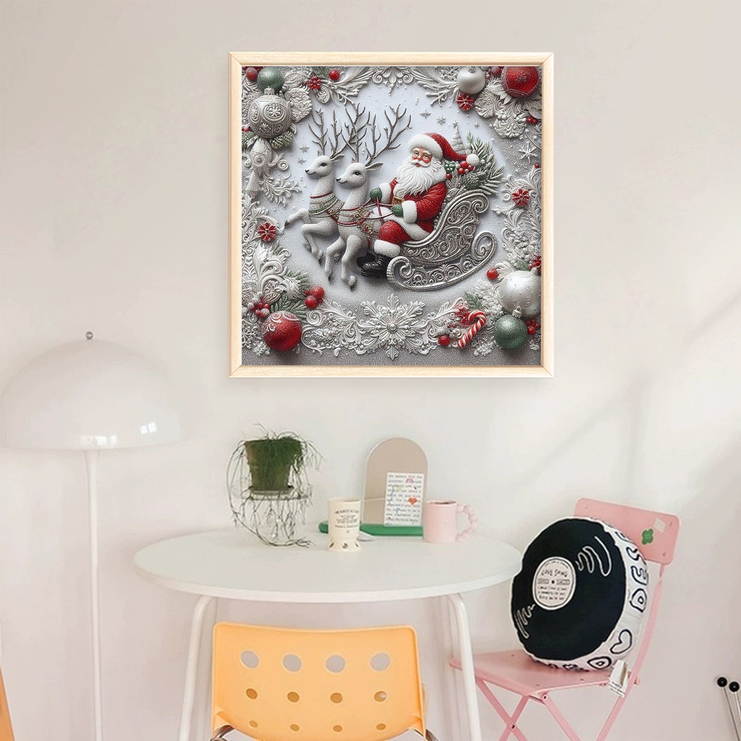 Santa Claus On Sleigh - Full 11CT Stamped Cross Stitch 40x40CM - Huacan