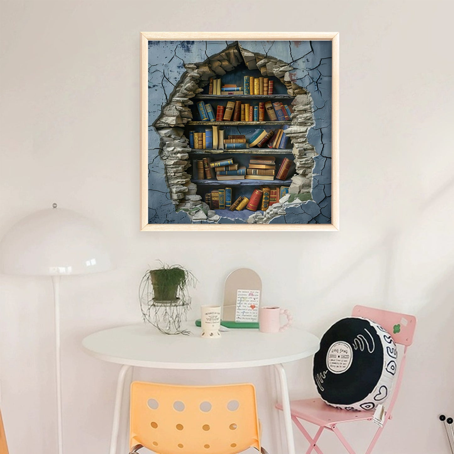 Bookshelf - Full 11CT Stamped Cross Stitch 40x40CM - Huacan