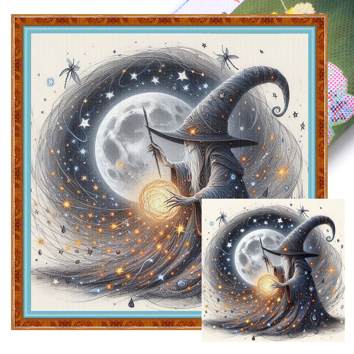 Magic Wizard - Full 11CT Stamped Cross Stitch 40x40CM - Huacan