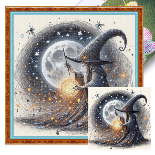Magic Wizard - Full 11CT Stamped Cross Stitch 40x40CM - Huacan