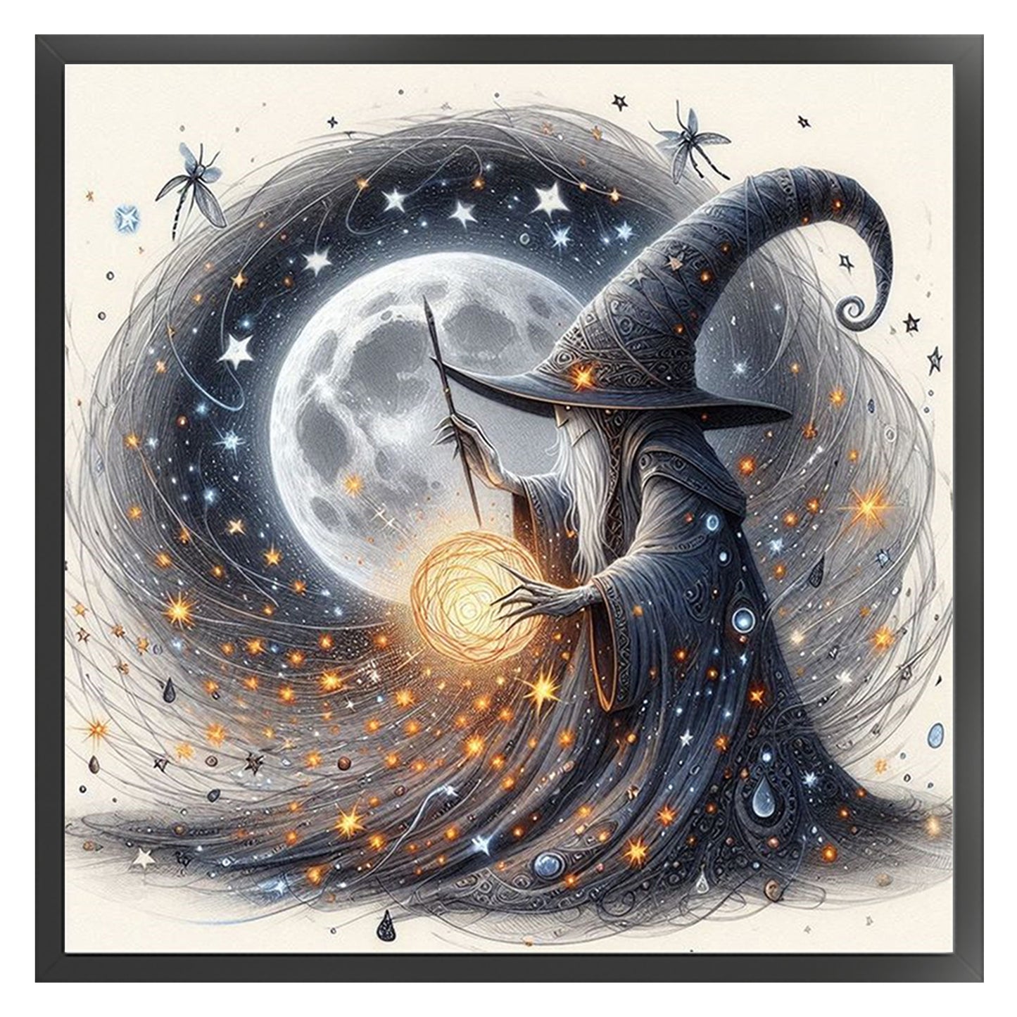 Magic Wizard - Full 11CT Stamped Cross Stitch 40x40CM - Huacan