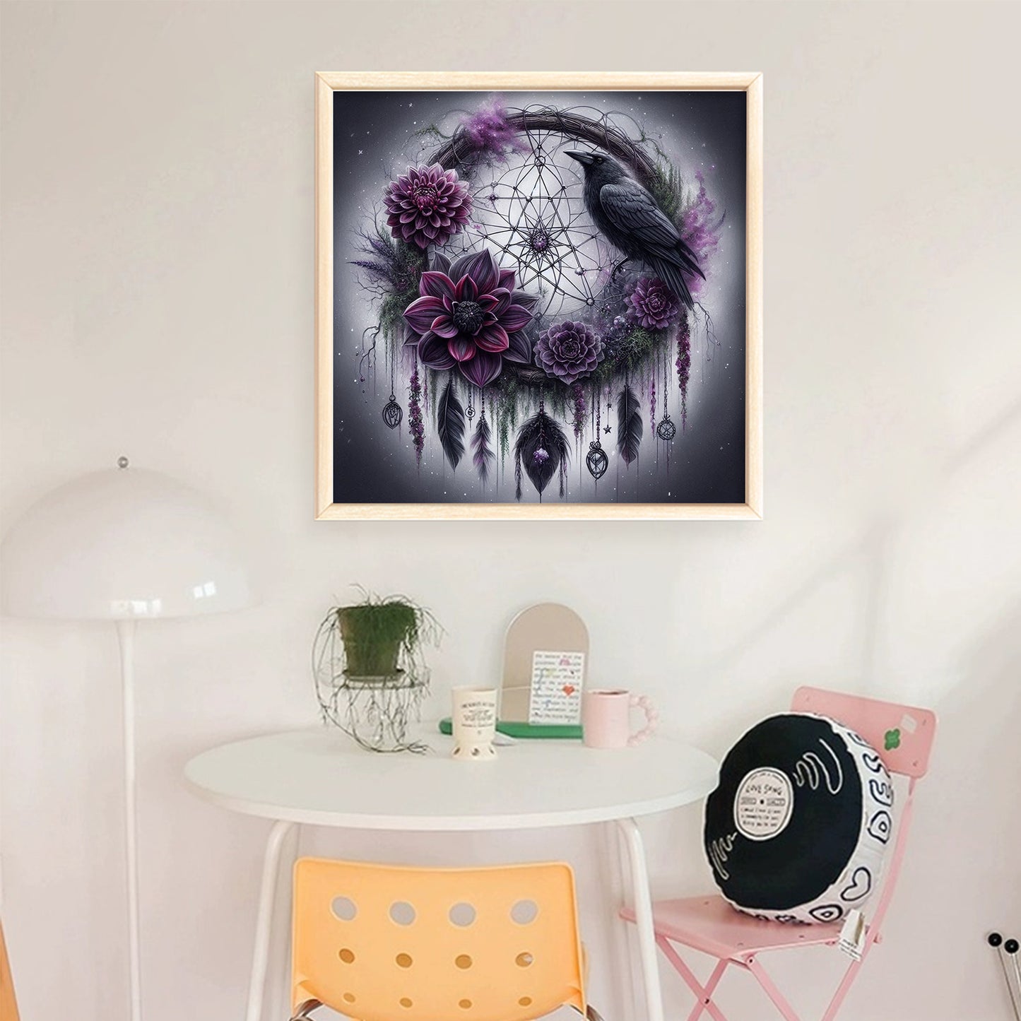 Crow Dreamcatcher - Full 11CT Stamped Cross Stitch 40x40CM - Huacan