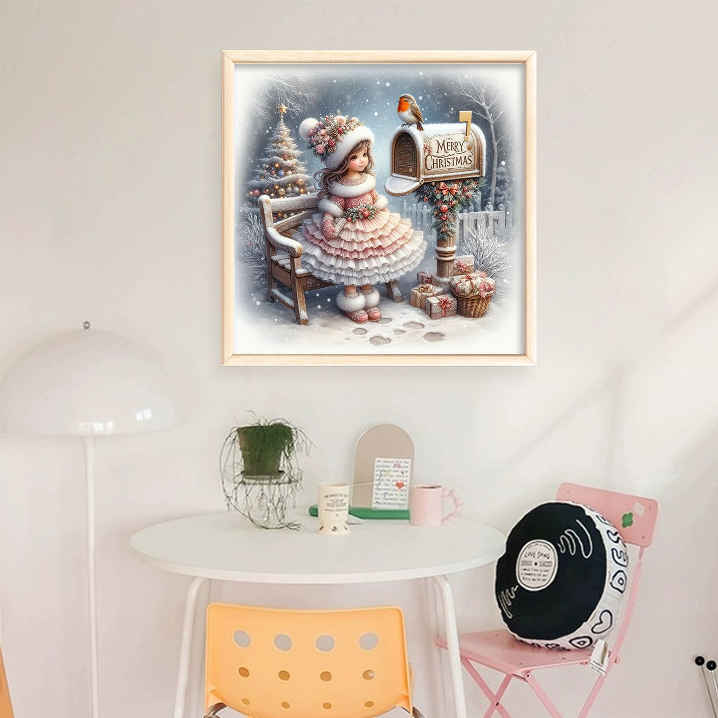Winter Girl - Full 11CT Stamped Cross Stitch 40x40CM - Huacan