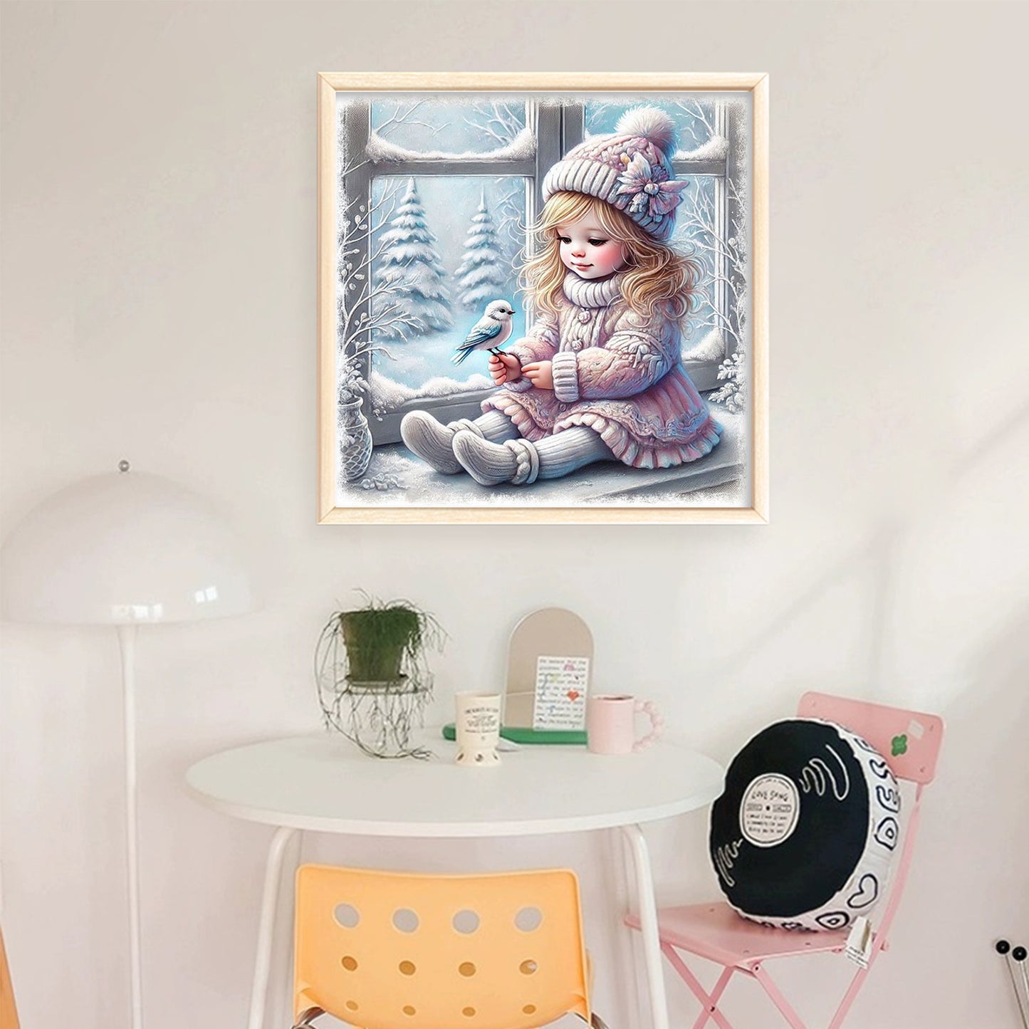 Winter Girl - Full 11CT Stamped Cross Stitch 40x40CM - Huacan