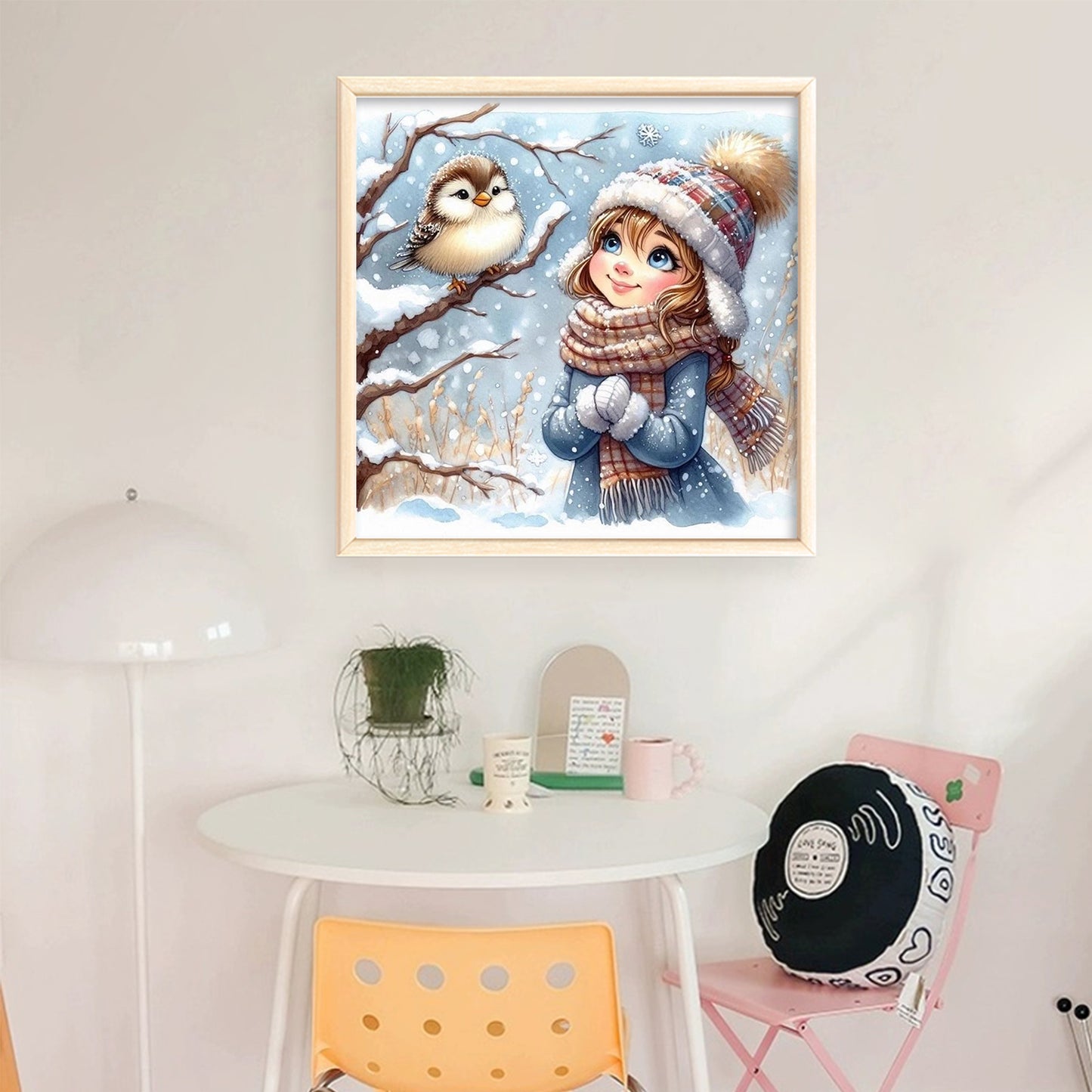 Winter Girl - Full 11CT Stamped Cross Stitch 40x40CM - Huacan