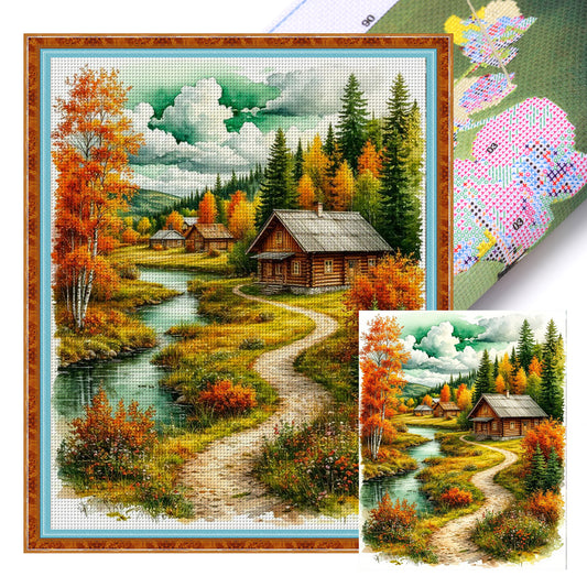 Autumn Scenery - Full 11CT Stamped Cross Stitch 40x50CM - Huacan