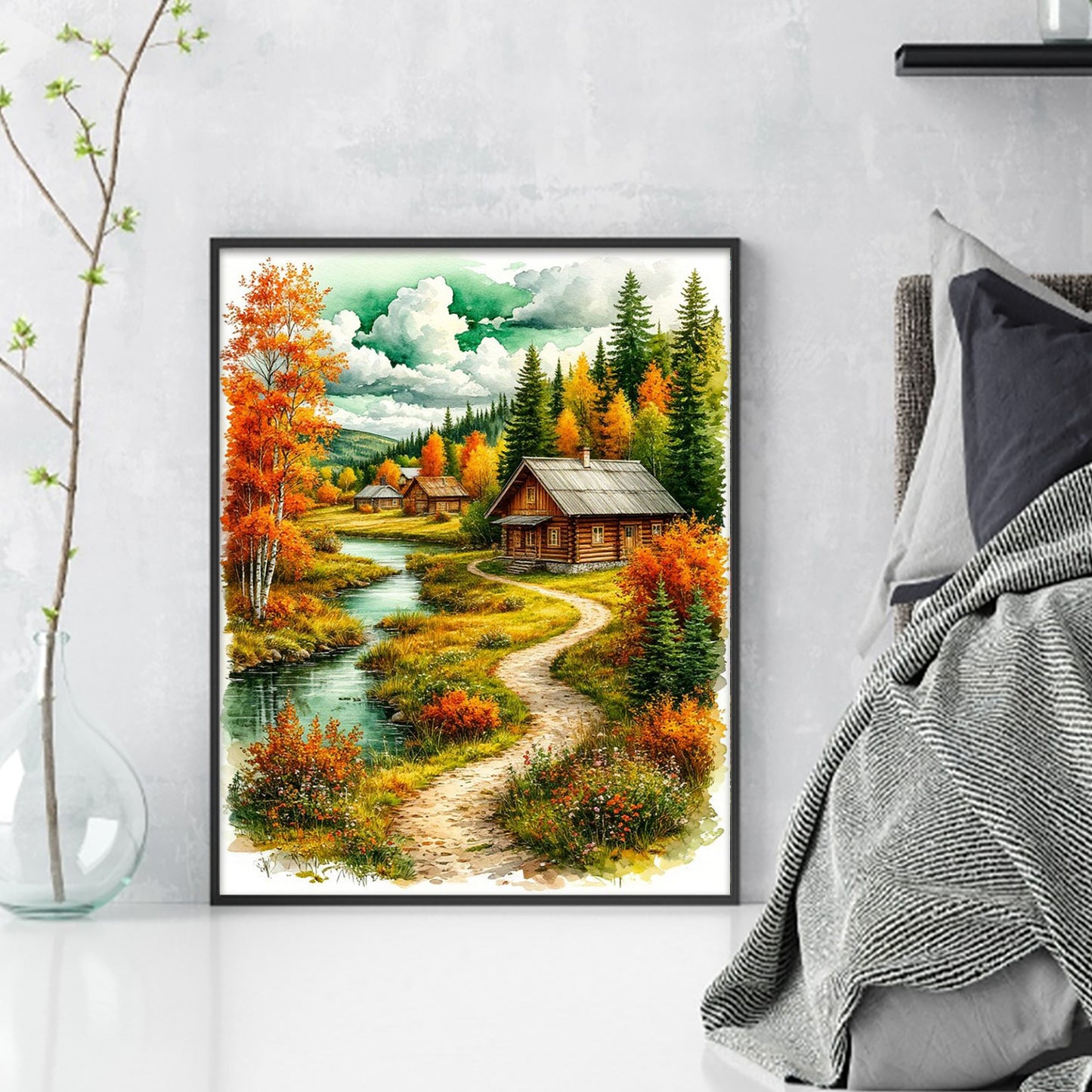 Autumn Scenery - Full 11CT Stamped Cross Stitch 40x50CM - Huacan