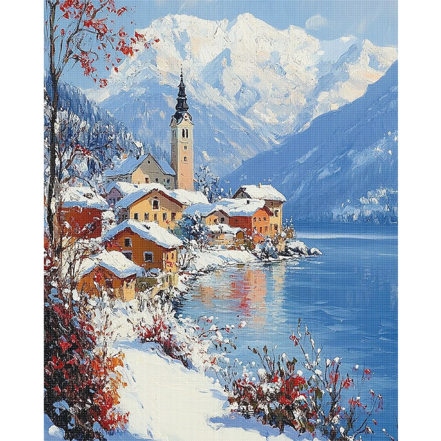 Winter Scenery - Full 11CT Stamped Cross Stitch 40x50CM - Huacan
