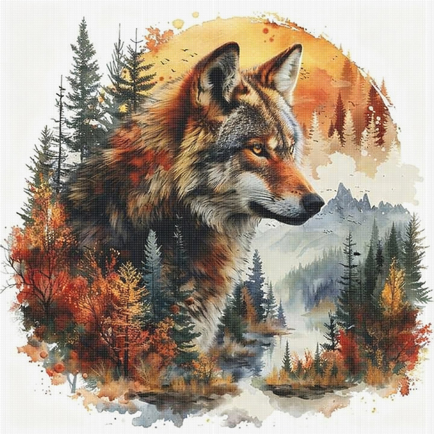 Animal - Full 11CT Stamped Cross Stitch 45x45CM - Huacan