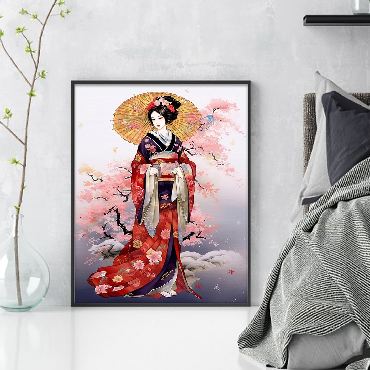 Japanese Style Geisha - Full 14CT Stamped Cross Stitch 40x50CM - Huacan