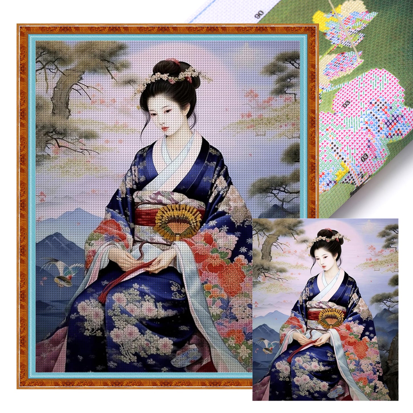 Japanese Style Geisha - Full 14CT Stamped Cross Stitch 40x50CM - Huacan