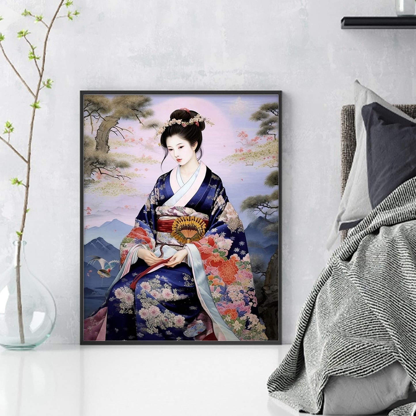 Japanese Style Geisha - Full 14CT Stamped Cross Stitch 40x50CM - Huacan