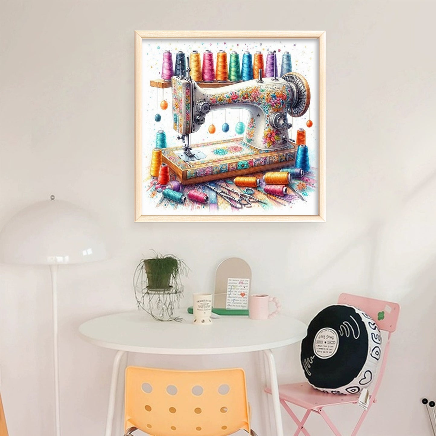 Sewing Machine - Full 14CT Stamped Cross Stitch 40x40CM - Huacan