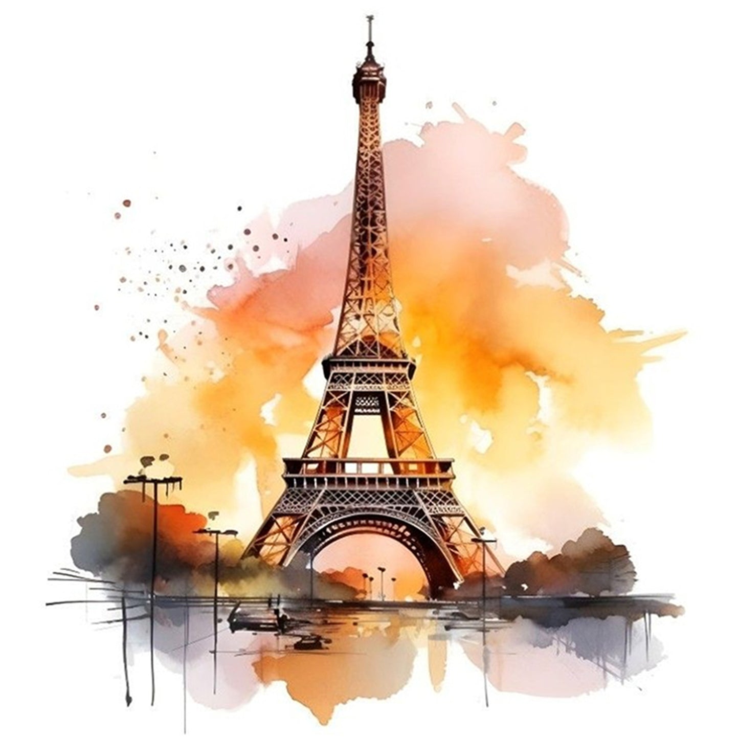 Eiffel Tower - Full 18CT Stamped Cross Stitch 25x25CM - Huacan