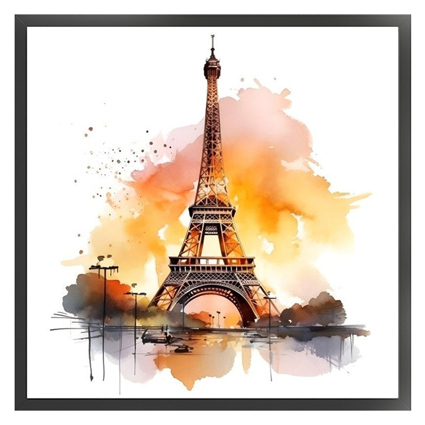 Eiffel Tower - Full 18CT Stamped Cross Stitch 25x25CM - Huacan